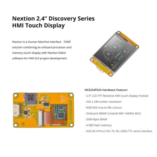 Pantalla Nextion 2.4" NX3224F024 Discovery Series HMI Pantalla Táctil - Imagen 3